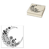Maak je eigen Boho Halvemaan Wilde Bloemen Rubberstempel (Gestempeld)