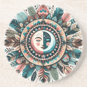 Maak Je Eigen Boho Hemelse Zon Maan Mandala Zandsteen Onderzetter