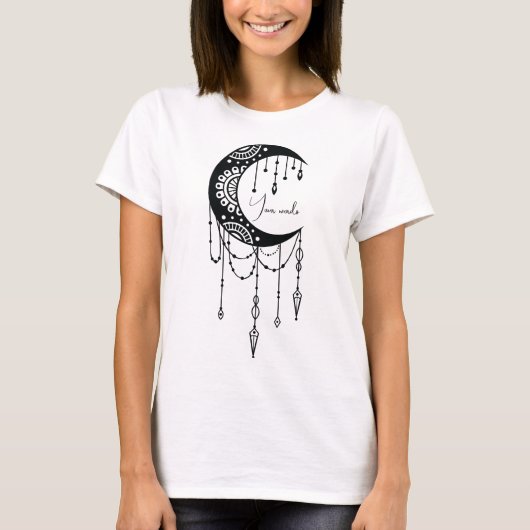 Maak Je Eigen Boho Mandala Maan Silhouet T-shirt (Voorkant)