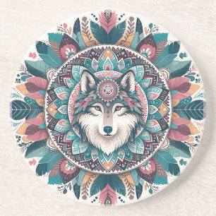 Maak Je Eigen Boho Totem Wolf Mandala Zandsteen Onderzetter