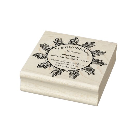 Maak Je Eigen Boho Veren Logo Rubberstempel (Stempel)