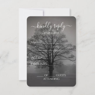 Maak Je Eigen Boom Silhouet Mist Bruiloft RSVP Kaartje