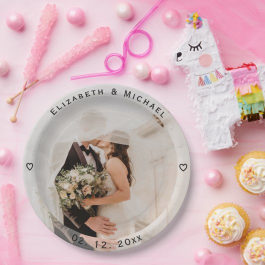 Maak Je Eigen Bruid En Bruidegom Foto Bruiloft Papieren Bordje (Feest)
