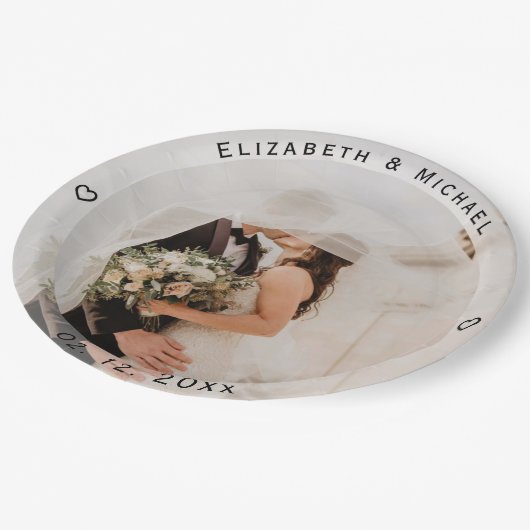 Maak Je Eigen Bruid En Bruidegom Foto Bruiloft Papieren Bordje (Gekanteld)