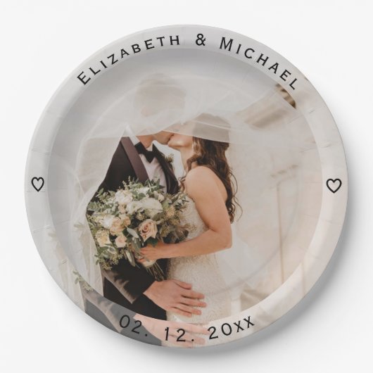 Maak Je Eigen Bruid En Bruidegom Foto Bruiloft Papieren Bordje (Voorkant)