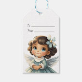 Maak Je Eigen Bruine Blauwe Engel Kerstman Cadeaulabel (Voorkant)