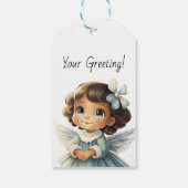 Maak Je Eigen Bruine Blauwe Engel Kerstman Cadeaulabel (Achterkant)