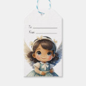 Maak Je Eigen Bruinharige Kerstengel Meisje Cadeaulabel (Voorkant)