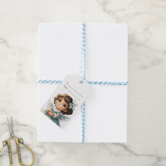 Maak je eigen Brunette Blue Angel Kerstmis Cadeaulabel
