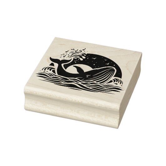 Maak Je Eigen Buckelwal Zonsondergang Golven Rubberstempel (Stempel)