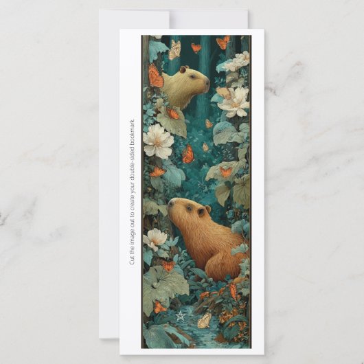 Maak Je Eigen Capybara Bloemen bladwijzerkaart (Voorkant)