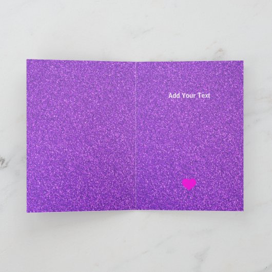 Maak Je Eigen Chique Paarse Glitters & Roze Hart Kaart (Binnen)