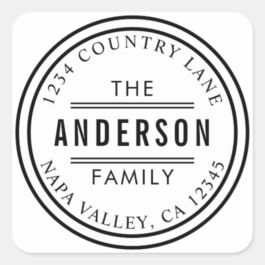 Maak Je Eigen Cirkel Retouradres Vierkante Sticker (Voorkant)