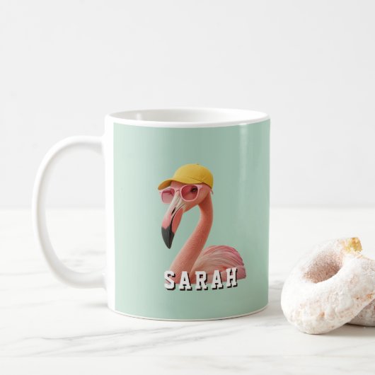 Maak Je Eigen Citaat Aangepaste Flamingo Koffiemok (Met donut)