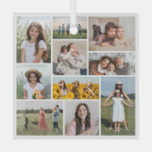Maak Je Eigen Collage van 10 Foto's Glas Ornament (Voorkant)