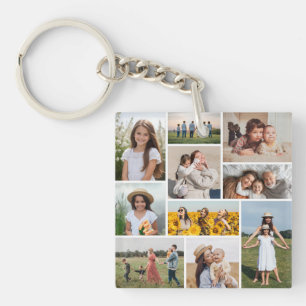 Maak Je Eigen Collage van 10 Foto's Sleutelhanger
