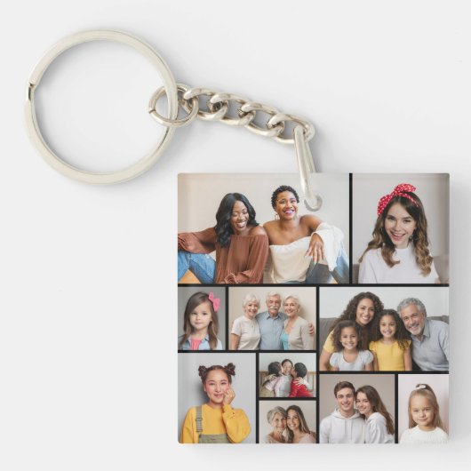 Maak Je Eigen Collage van 10 Foto's Sleutelhanger (Voorkant)
