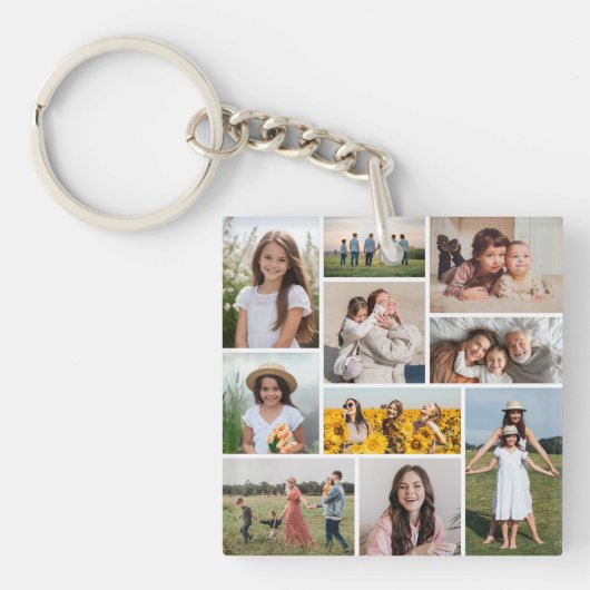 Maak Je Eigen Collage van 10 Foto's Sleutelhanger (voorkant)