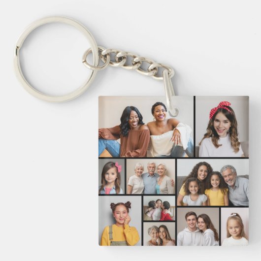 Maak Je Eigen Collage van 10 Foto's Sleutelhanger (voorkant)