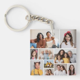 Maak Je Eigen Collage van 10 Foto's Sleutelhanger