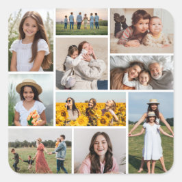 Maak Je Eigen Collage van 10 Foto's Vierkante Sticker