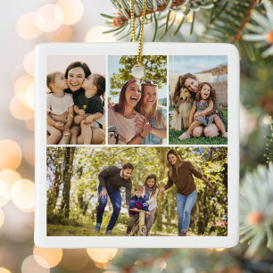 Maak Je Eigen Collage van 4 Foto's Keramisch Ornament