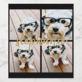 Maak je Eigen Collage van 4 Foto's - Scriptnaam Wijn Etiket (Enkel label)