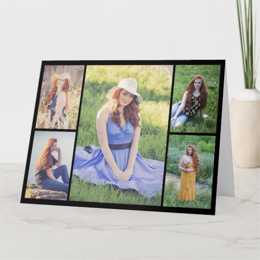 Maak Je Eigen Collage van 5 Foto's Kaart (Voorkant)