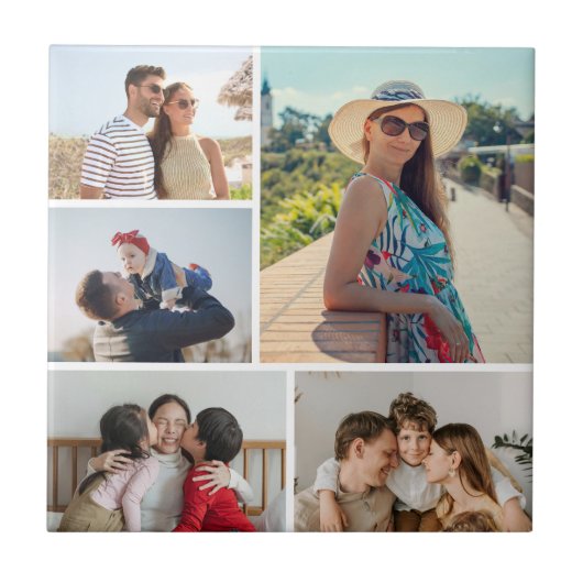 Maak Je Eigen Collage van 5 Foto's Tegeltje (Voorkant)