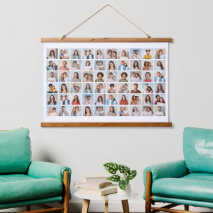 Maak Je Eigen Collage van 60 Foto's Hangend Wandkleed