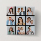 Maak Je Eigen Collage van 9 Foto's Vierkante Button 5,1 Cm (Voorkant)