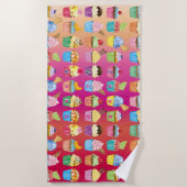 Maak Je Eigen Cupcake Monogram Heerlijke Traktatie Strandlaken (Voorkant)