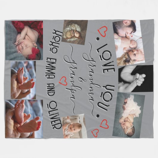 ✨Maak je eigen Custom LOVE YOU OMA & OPA Fleece Deken (Voorkant (Horizontaal))