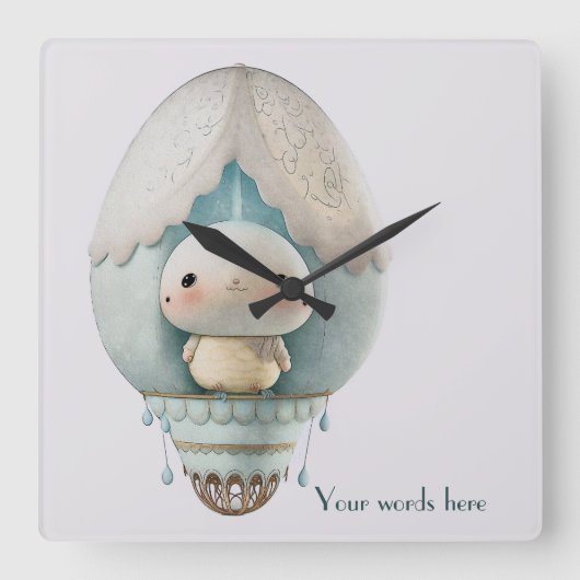 Maak Je Eigen Cute Heet Luchtballon Vogelrit Vierkante Klok (Voorkant)