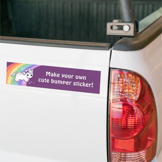 Maak je eigen cute Unicorn Bumpersticker (Op Truck)