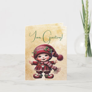 Maak je eigen dansende vintage kerstgnome feestdagen kaart