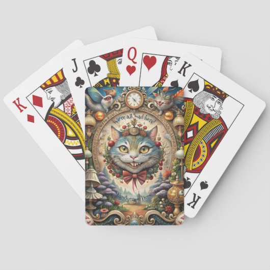 Maak Je Eigen Dapper Whimsical Cheshire Cat Pokerkaarten (Achterkant)