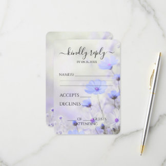 Maak Je Eigen Delicate Blauwe Bloemen Trouwfeest RSVP Kaartje