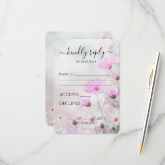 Maak Je Eigen Delicate Roze Bloemen Bruiloft RSVP Kaartje