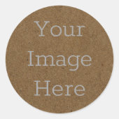 Maak Je Eigen Donkerbruine Kraftpapier Bord Print Ronde Sticker (Voorkant)
