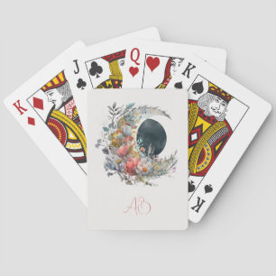 Maak Je Eigen Donkere & Lichte Bloemige Halve Maan Pokerkaarten