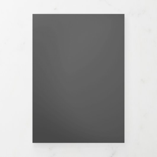Maak je eigen donkergrijze aangepaste ontwerp drieluik aankondiging (Cover)