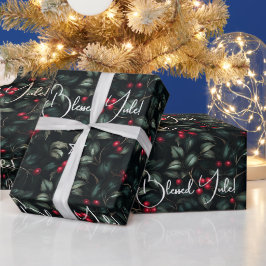 Maak Je Eigen Donkergroene Rode Yule Bes Takken Cadeaupapier