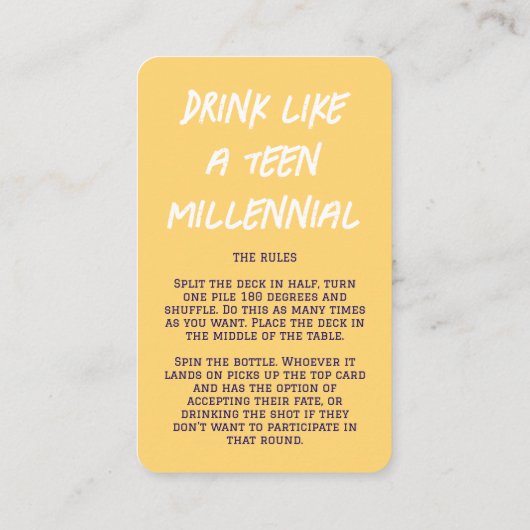 Maak je eigen Drink spel Kaarten Visitekaartje (Achterkant)