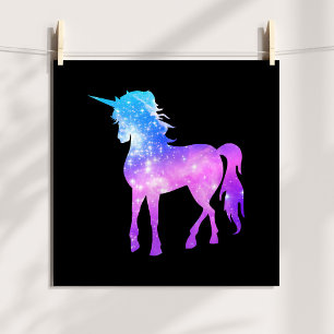 Maak Je Eigen Eenhoorn Foto Silhouet Zwart Poster