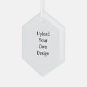 Maak Je Eigen Eenvoudige Aangepaste Glas Hexagoon Ornament (Voorkant links)