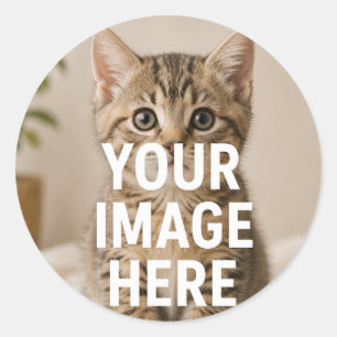 Maak Je Eigen Eenvoudige Enkele Afbeelding/Foto Ronde Sticker