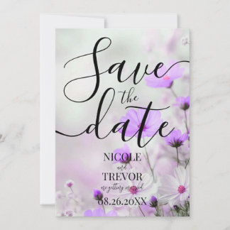 Maak Je Eigen Eenvoudige Paarse Bloemen Bruiloft Save The Date