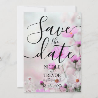 Maak Je Eigen Eenvoudige Roze Bloemen Bruiloft Save The Date