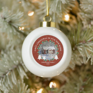 Maak je eigen Eerste kerst in het nieuwe huis foto Keramische Bal Ornament